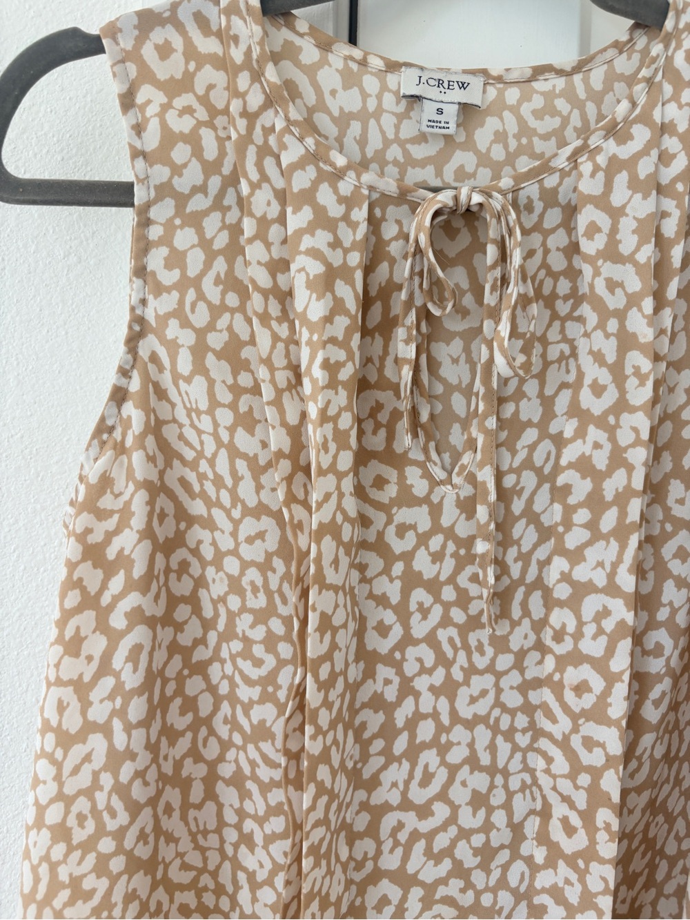 J. Crew Beige & White Tie-Front Leopard Print Blouse